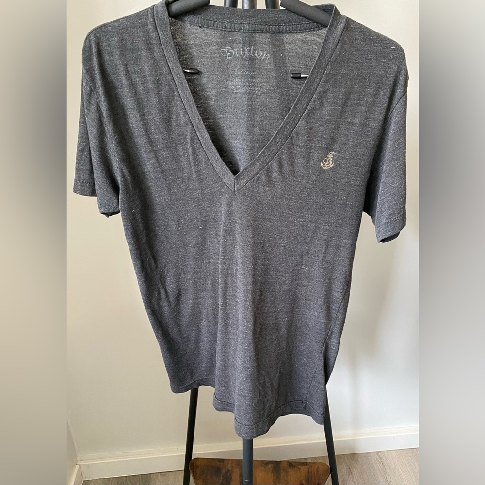 Brixton Charcoal V-Neck Short Sleeve Tee